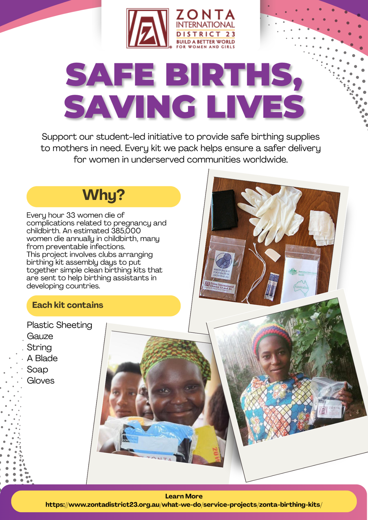 Donation to Zonta Birthing Kits